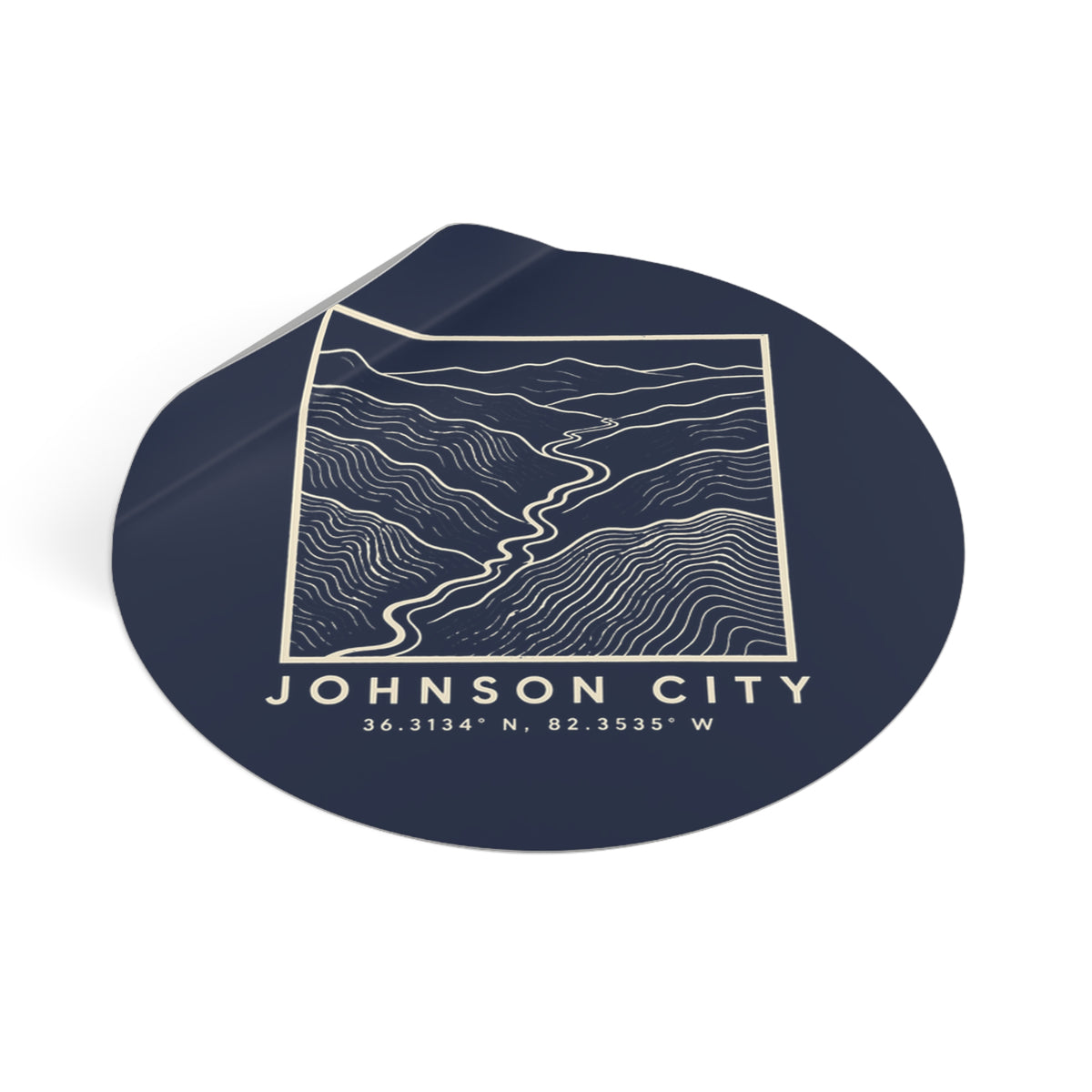 Johnson City Topo Map Sticker (Navy)