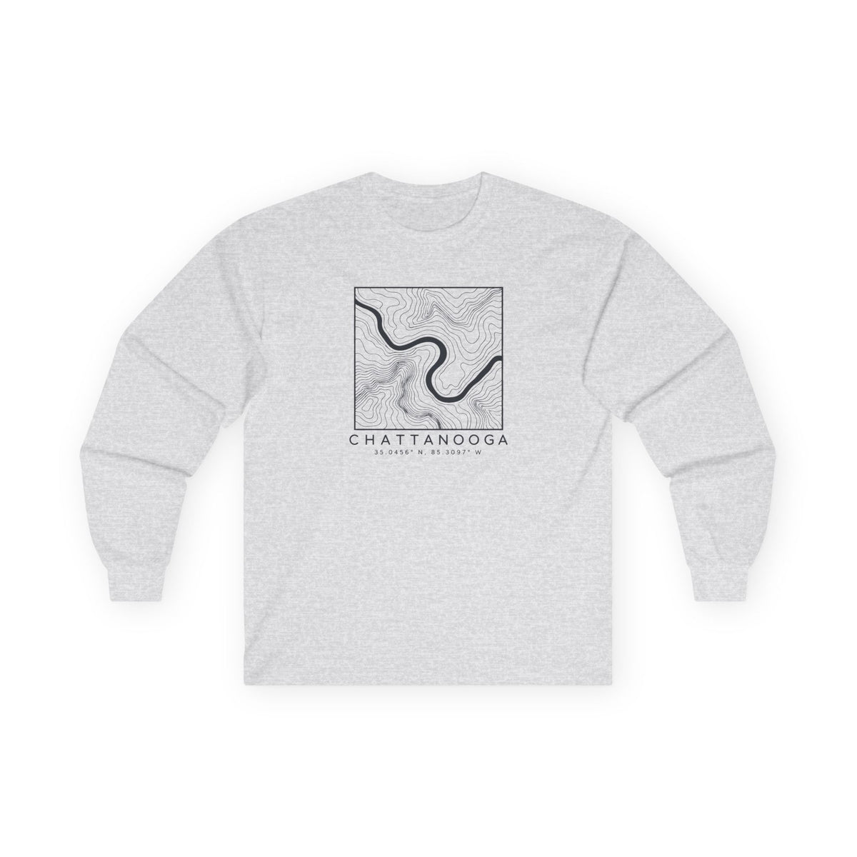 Chattanooga Topo Map Long Sleeve T-Shirt