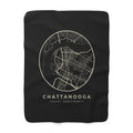 Chattanooga Street Map Sherpa Blanket (Black)