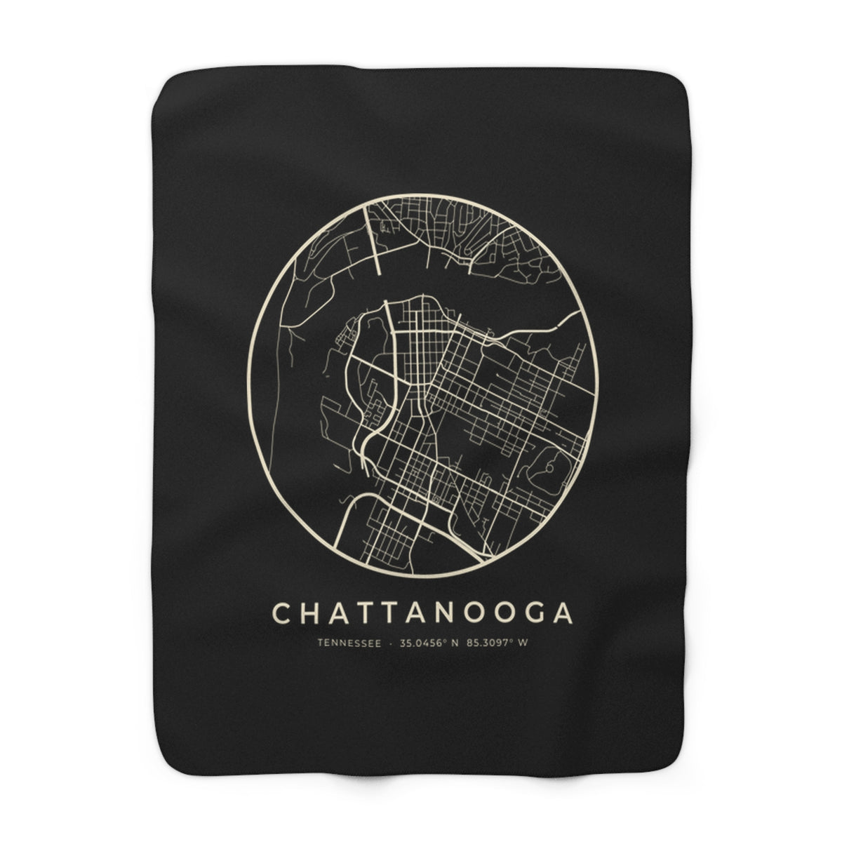 Chattanooga Street Map Sherpa Blanket (Black)