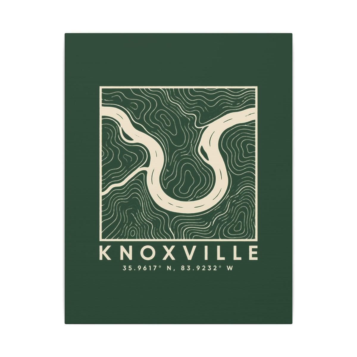 Knoxville Topo Map Canvas Print (Forest Green)