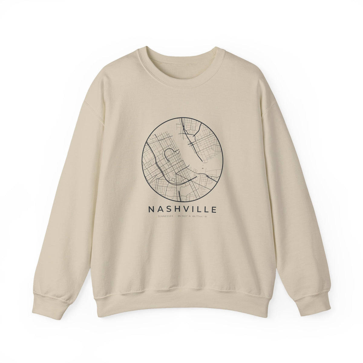 Nashville Street Map Crewneck Sweatshirt