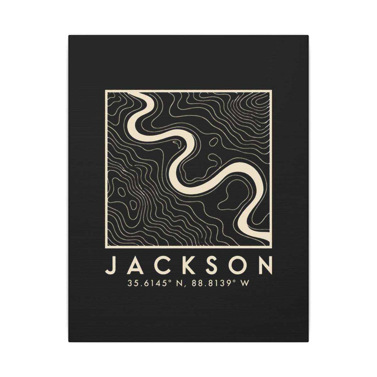 Jackson Topo Map Canvas Print (Black)