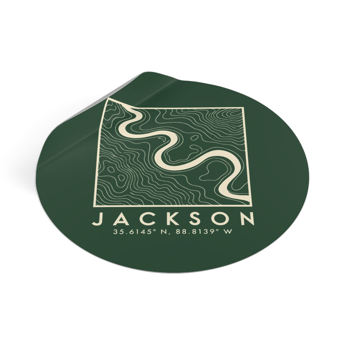 Jackson Topo Map Sticker (Forest Green)
