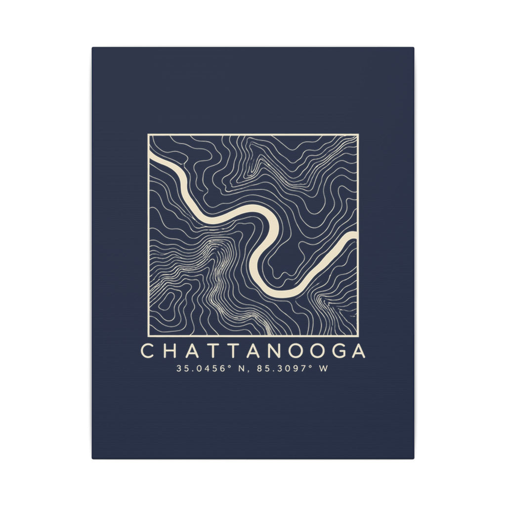 Chattanooga Topo Map Canvas Print (Navy)