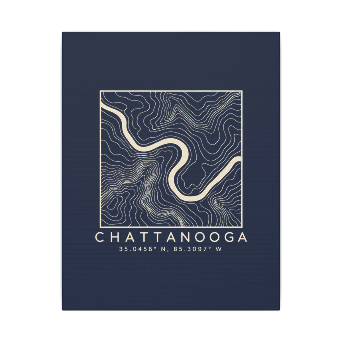 Chattanooga Topo Map Canvas Print (Navy)