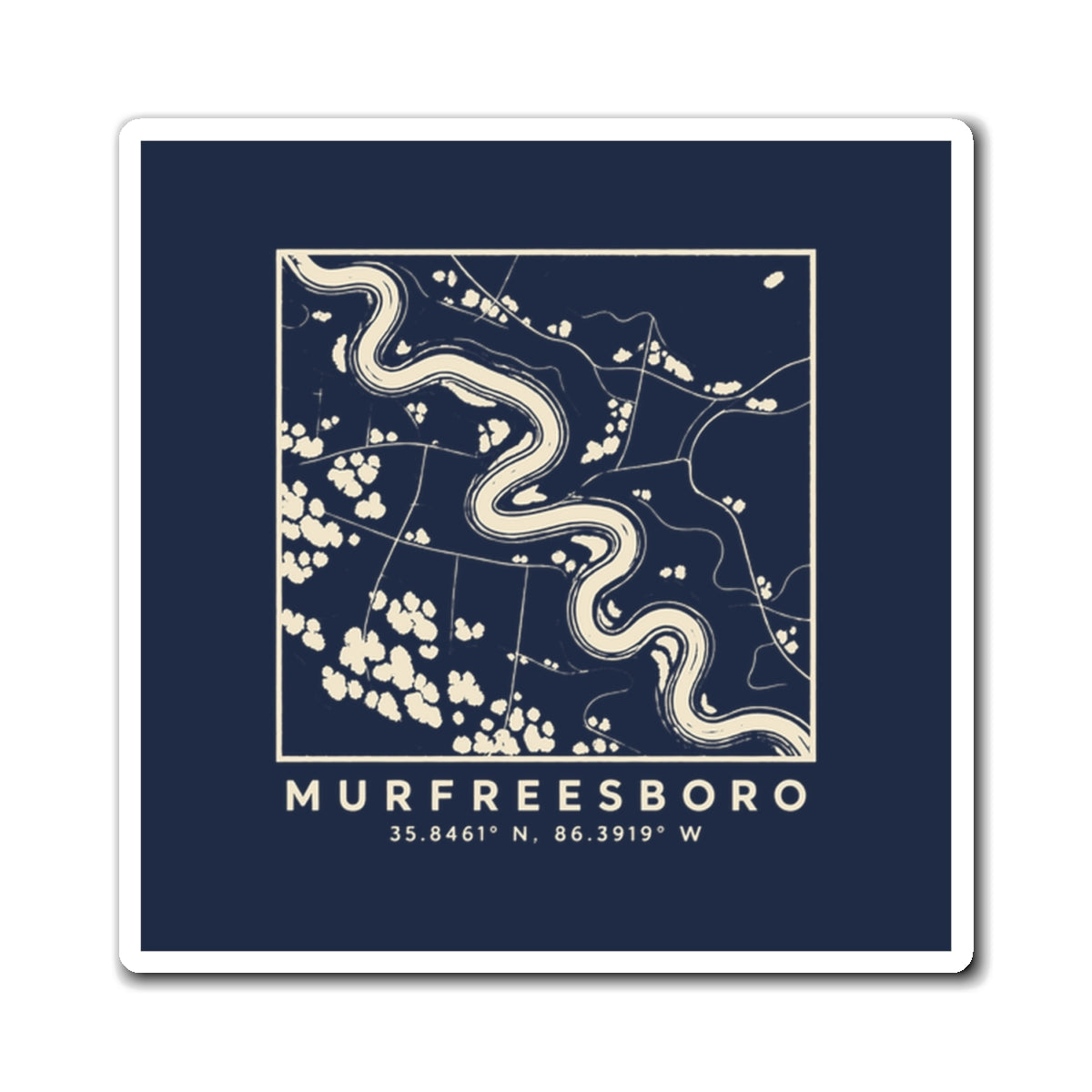 Murfreesboro Topo Map Magnet (Navy)