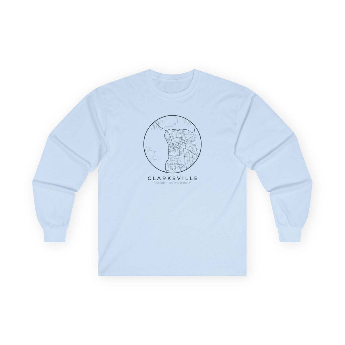 Clarksville Street Map Long Sleeve T-Shirt