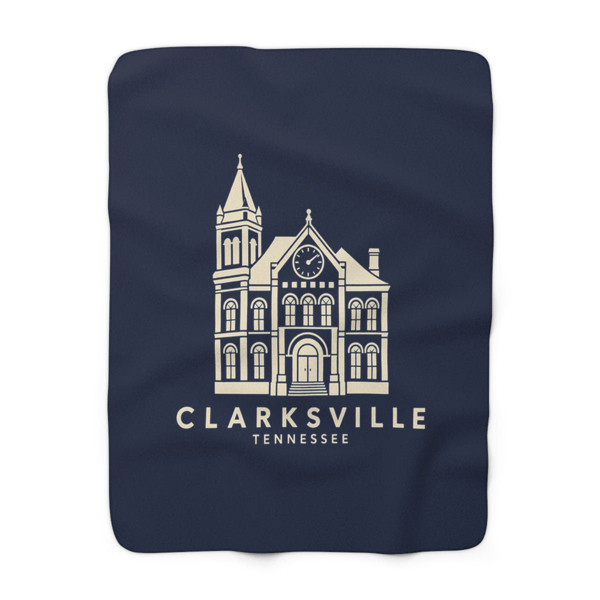 Clarksville Customs House Sherpa Blanket (Navy)