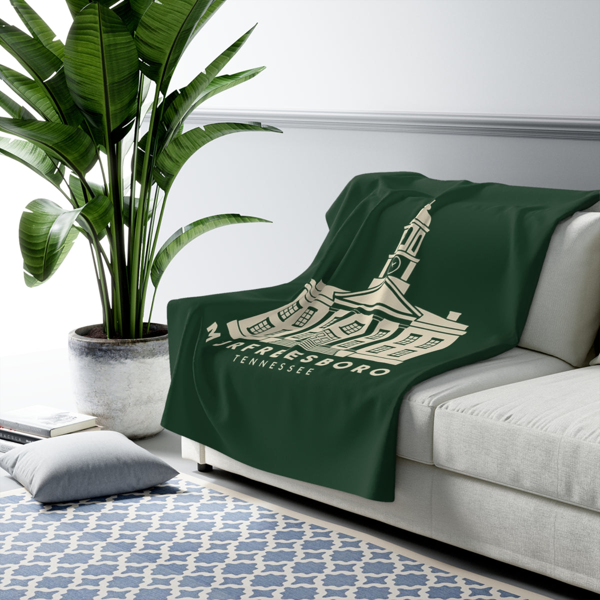 Murfreesboro Rutherford County Courthouse Sherpa Blanket (Forest Green)