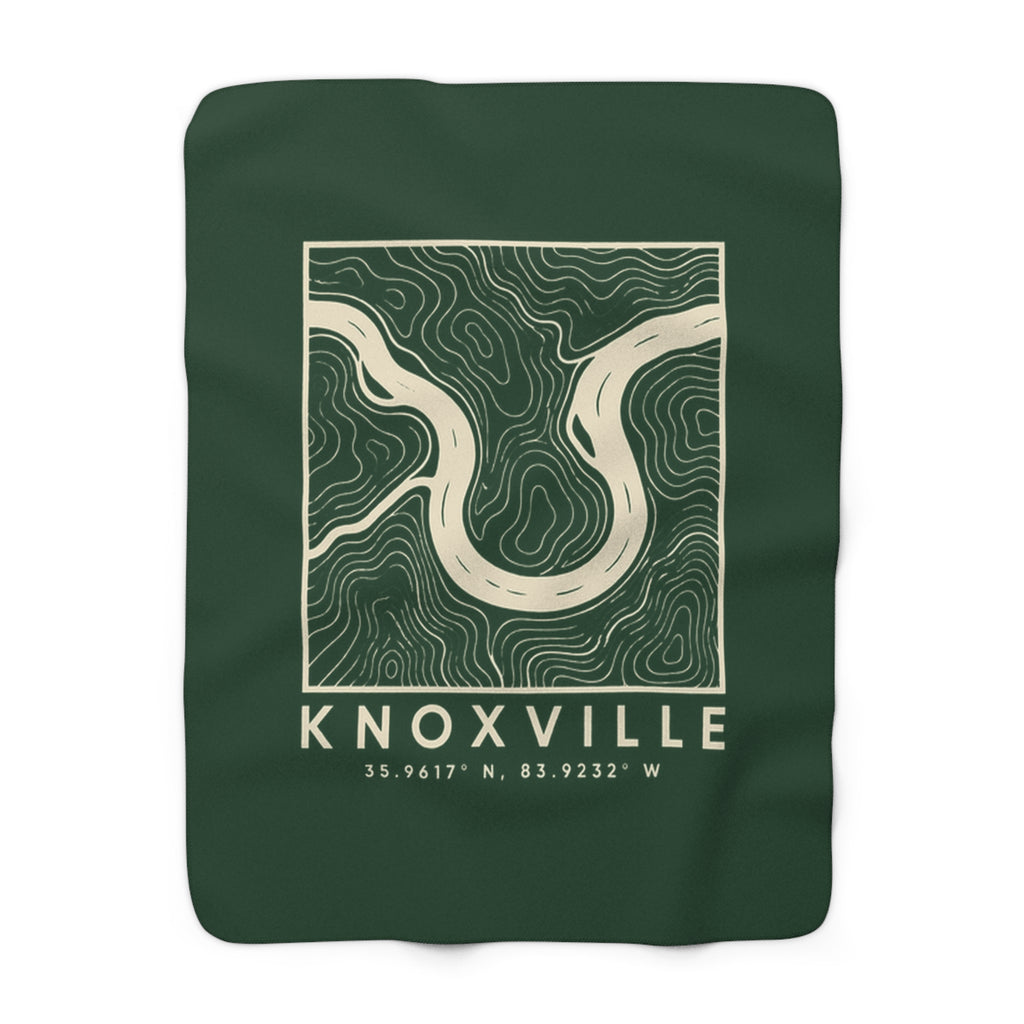 Knoxville Topo Map Sherpa Blanket (Forest Green)