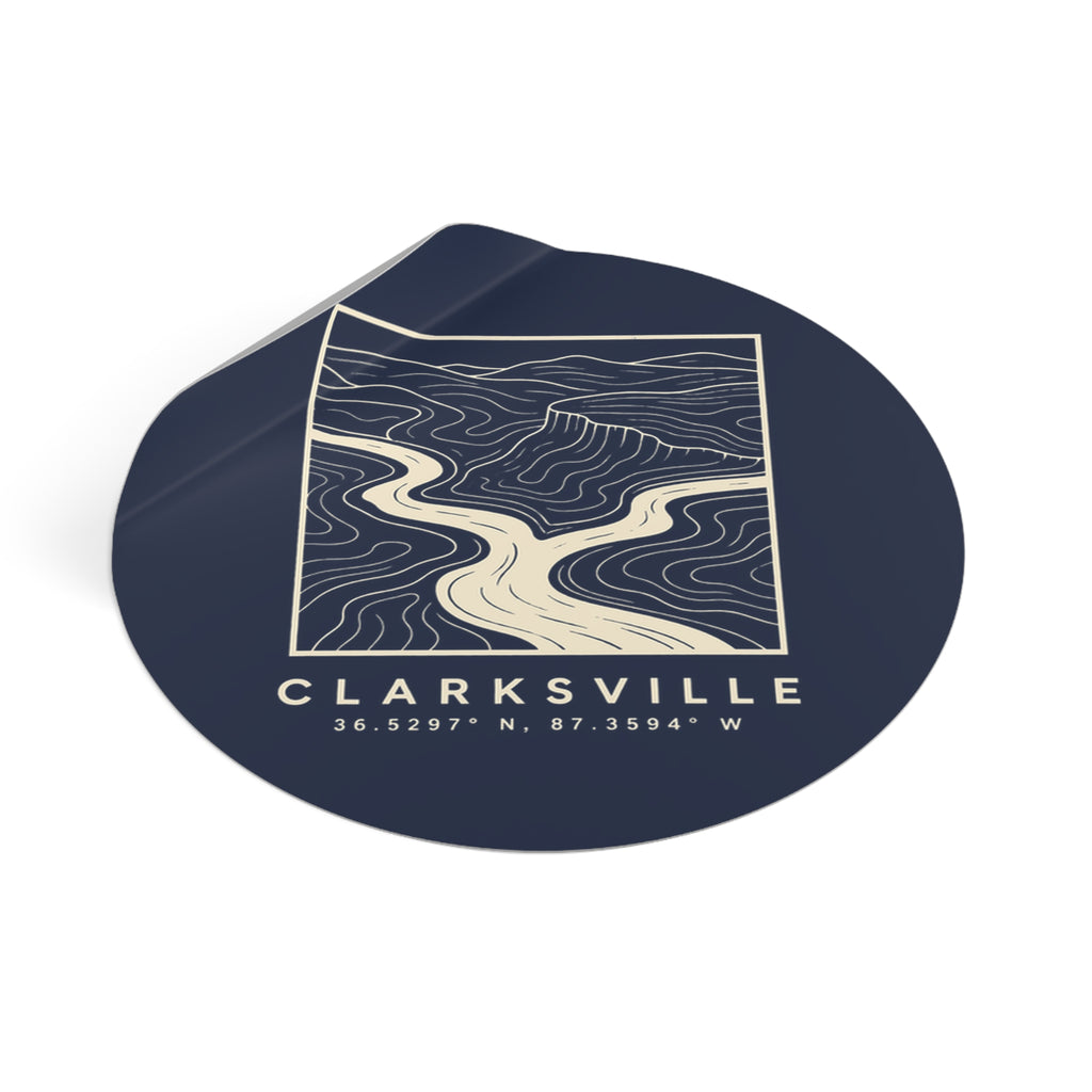 Clarksville Topo Map Sticker (Navy)