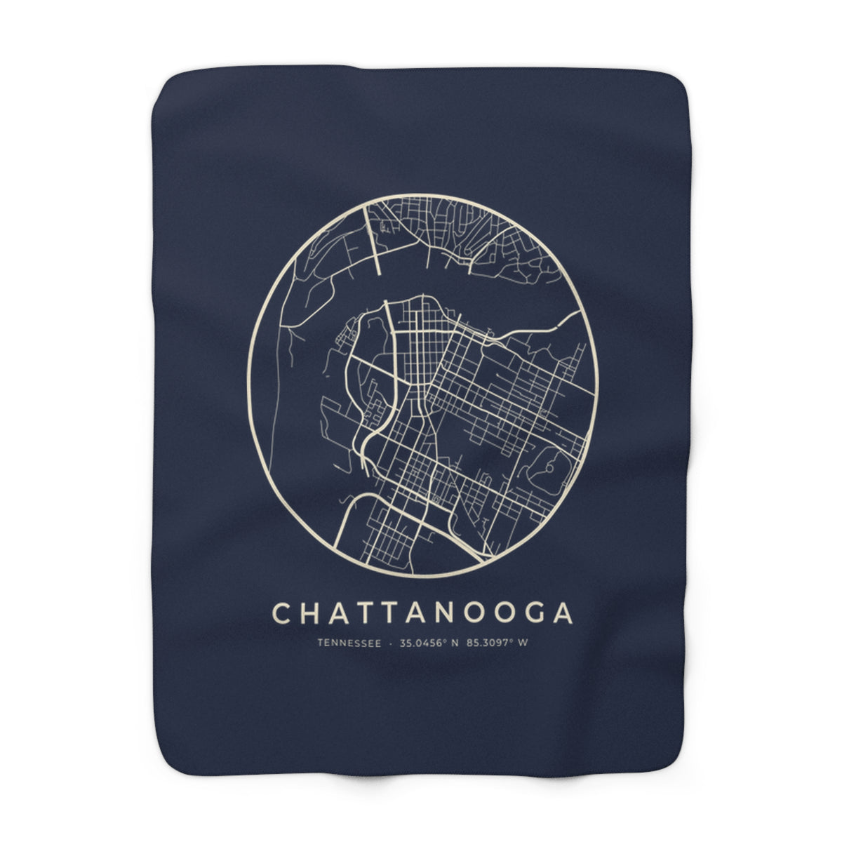 Chattanooga Street Map Sherpa Blanket (Navy)