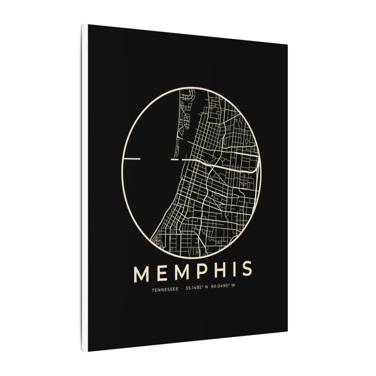 Memphis Street Map Canvas Print (Black)