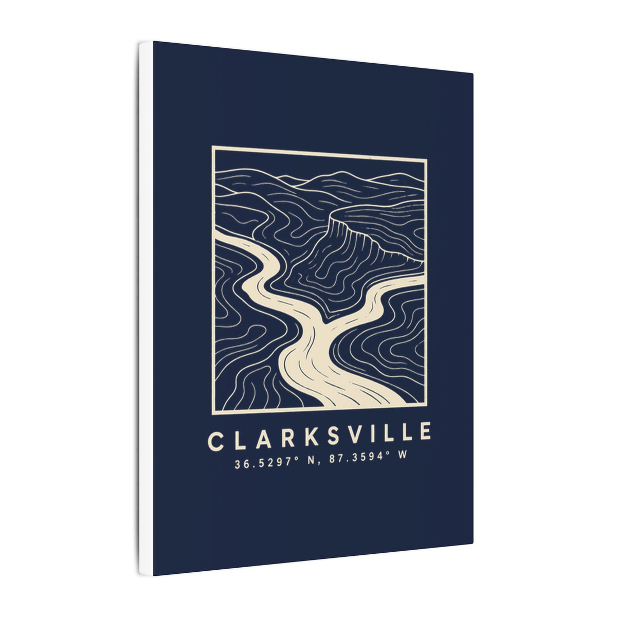 Clarksville Topo Map Canvas Print (Navy)