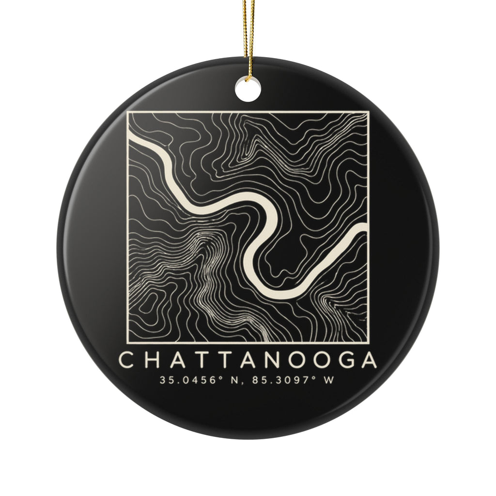 Chattanooga Topo Map Ornament (Black)