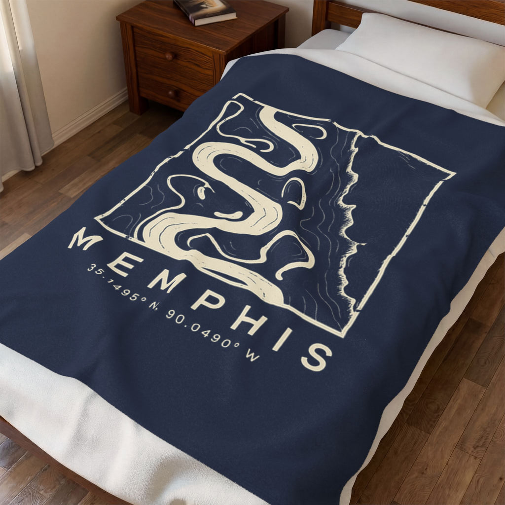 Memphis Topo Map Blanket (Navy)