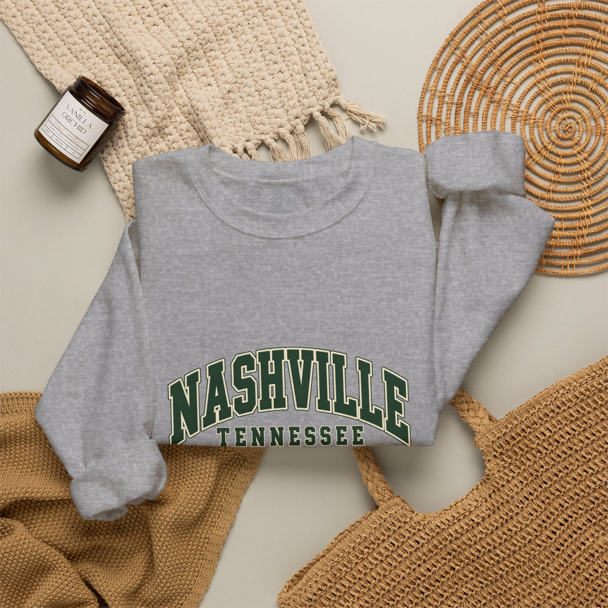 Nashville Vintage Varsity Crewneck Sweatshirt