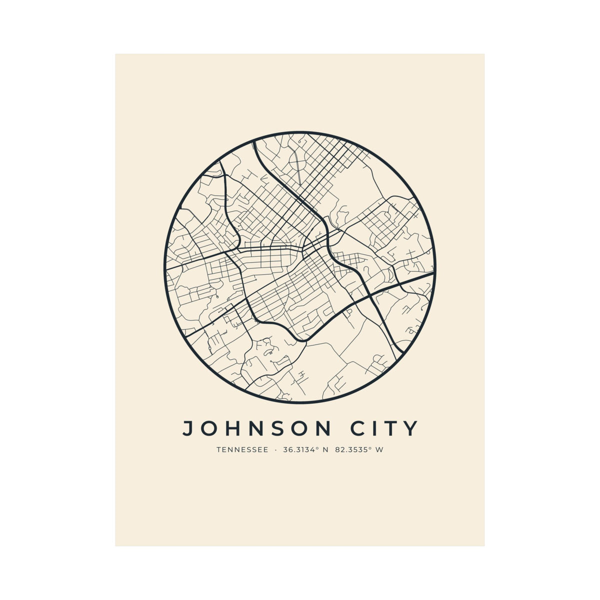 Johnson City Street Map Poster