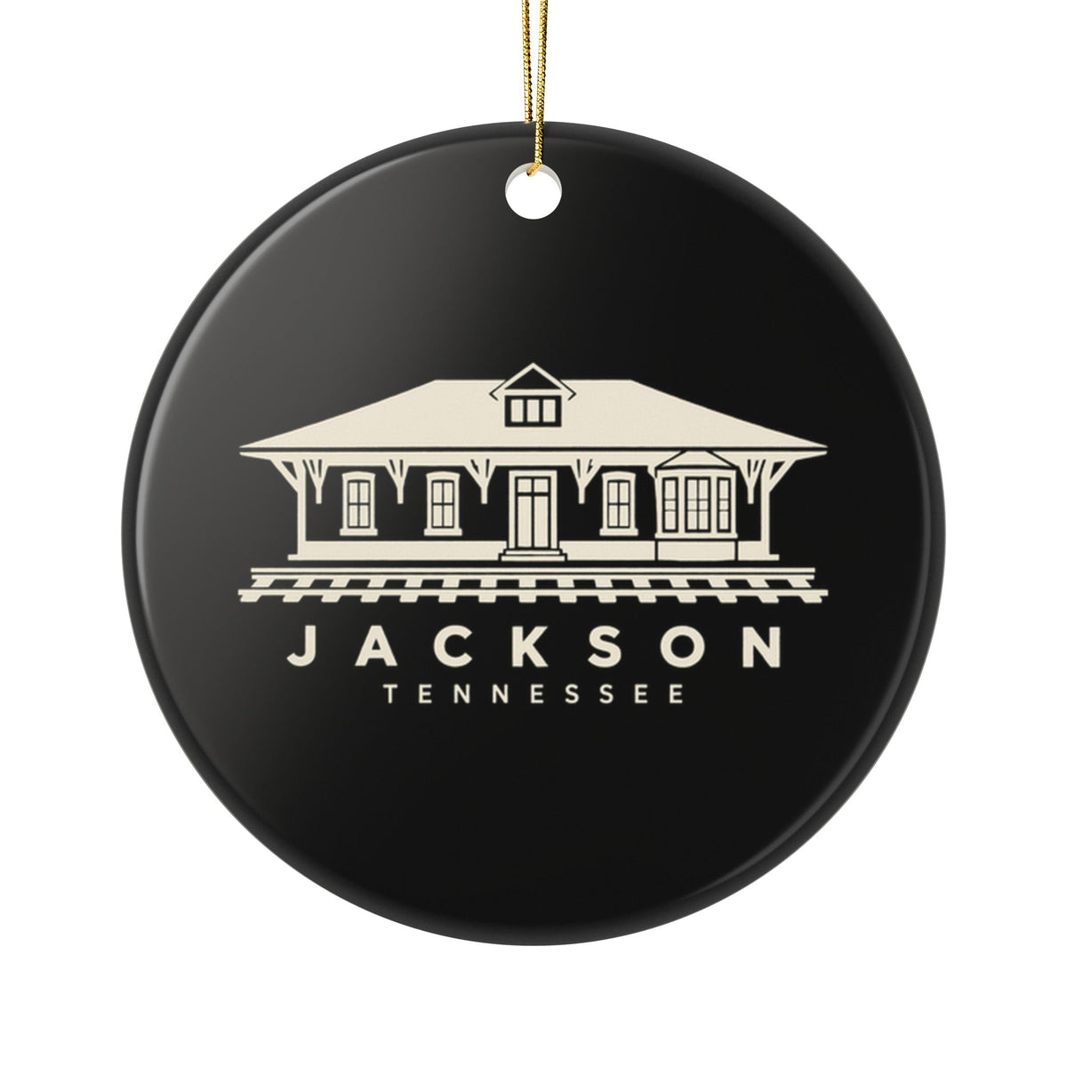 Jackson Train Depot Ornament (Black)