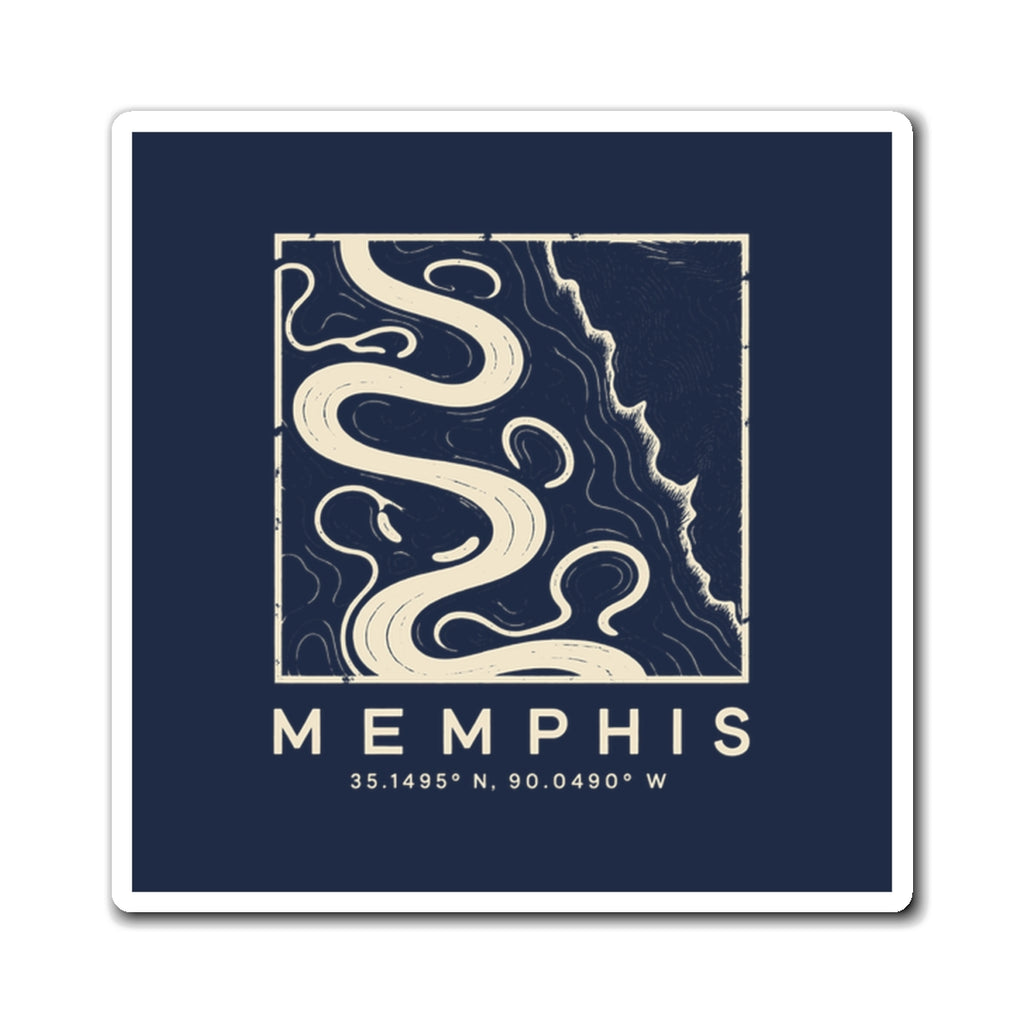 Memphis Topo Map Magnet (Navy)