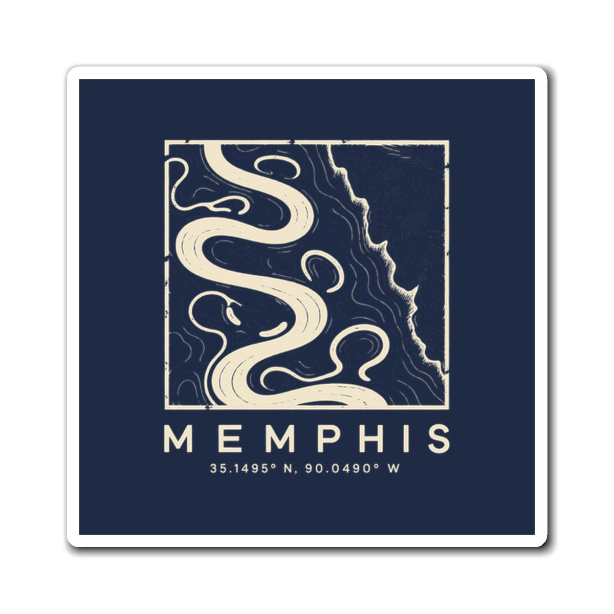Memphis Topo Map Magnet (Navy)