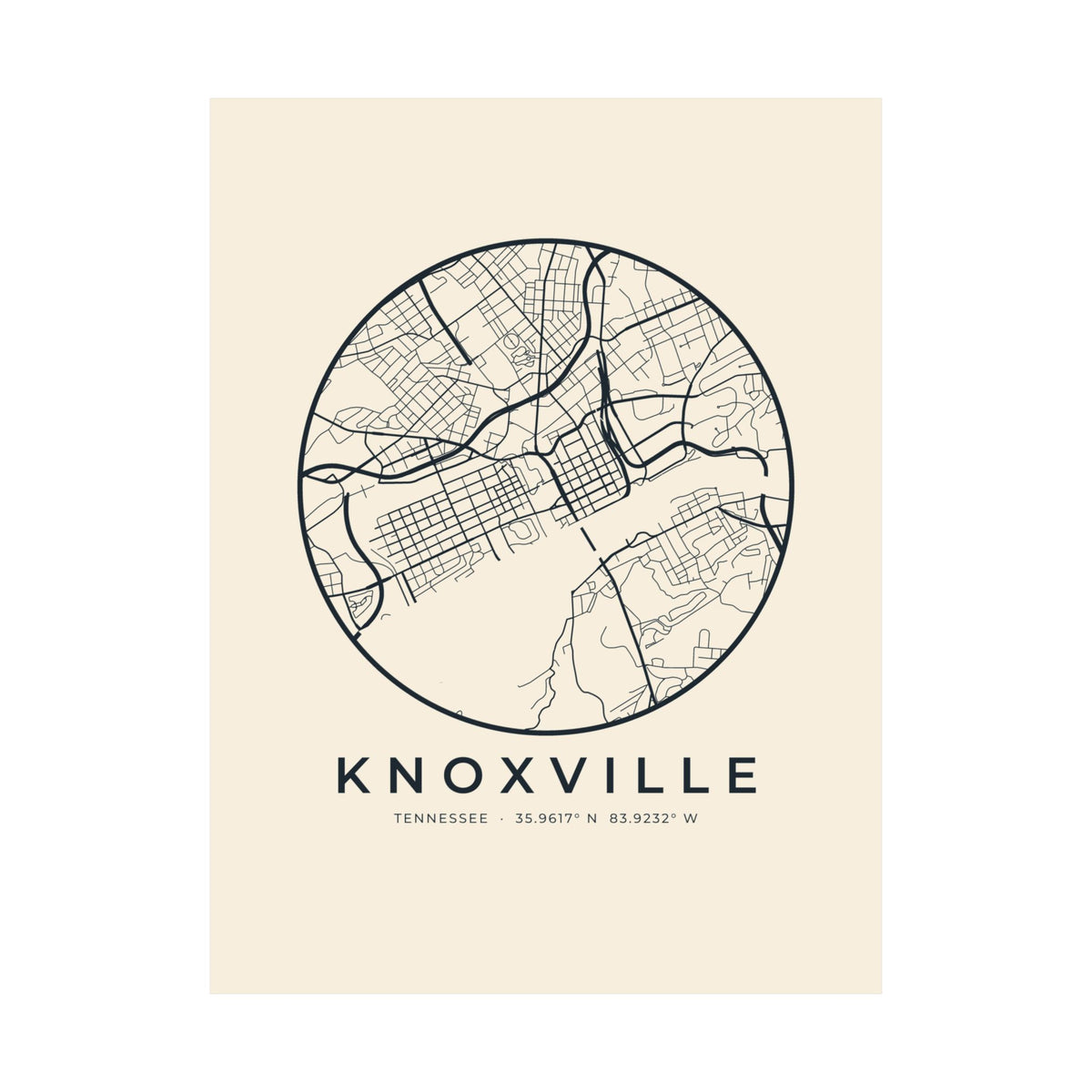Knoxville Street Map Poster