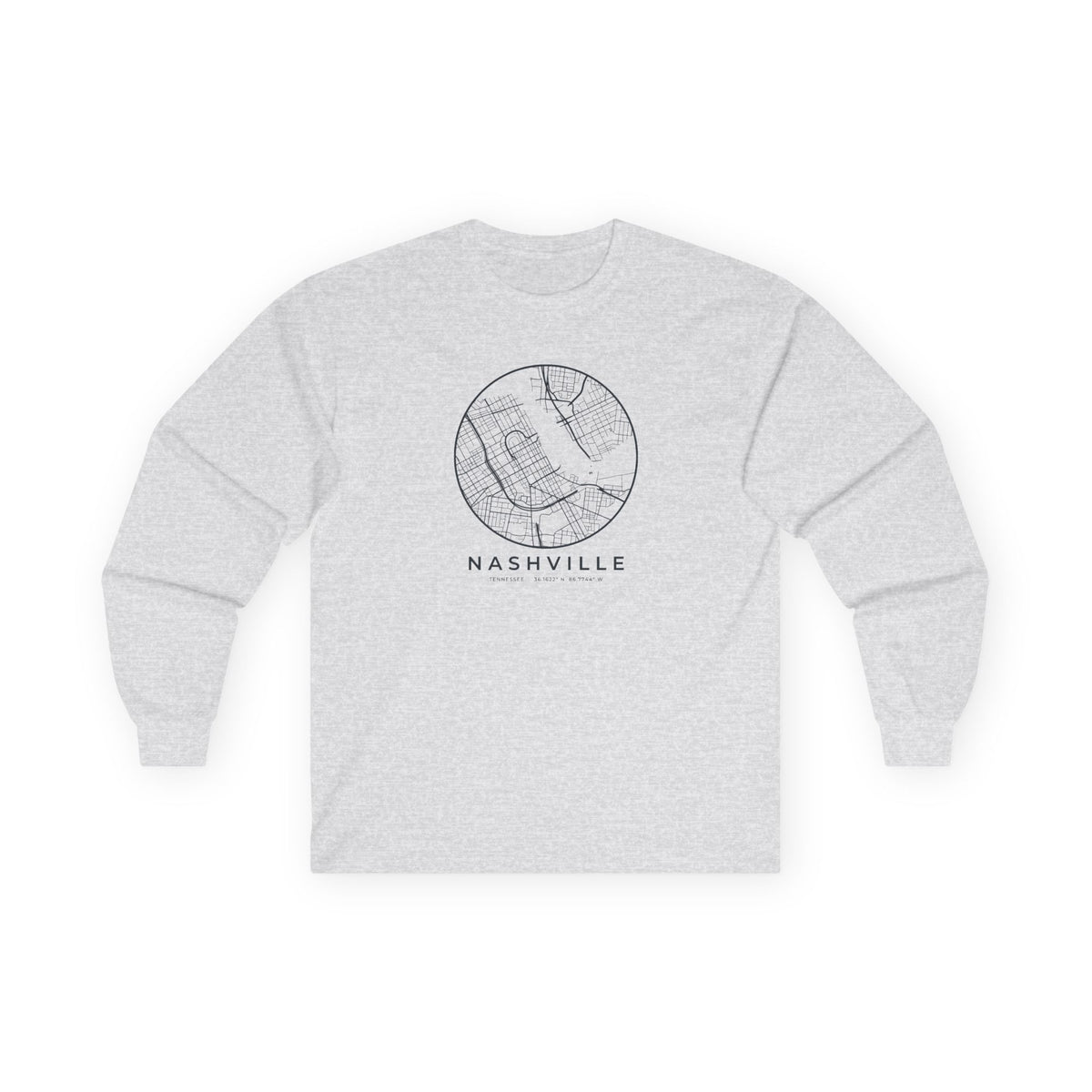 Nashville Street Map Long Sleeve T-Shirt