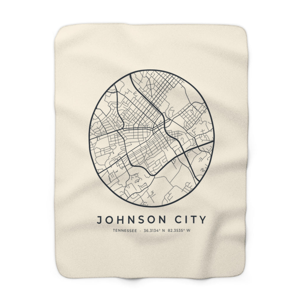 Johnson City Street Map Sherpa Blanket