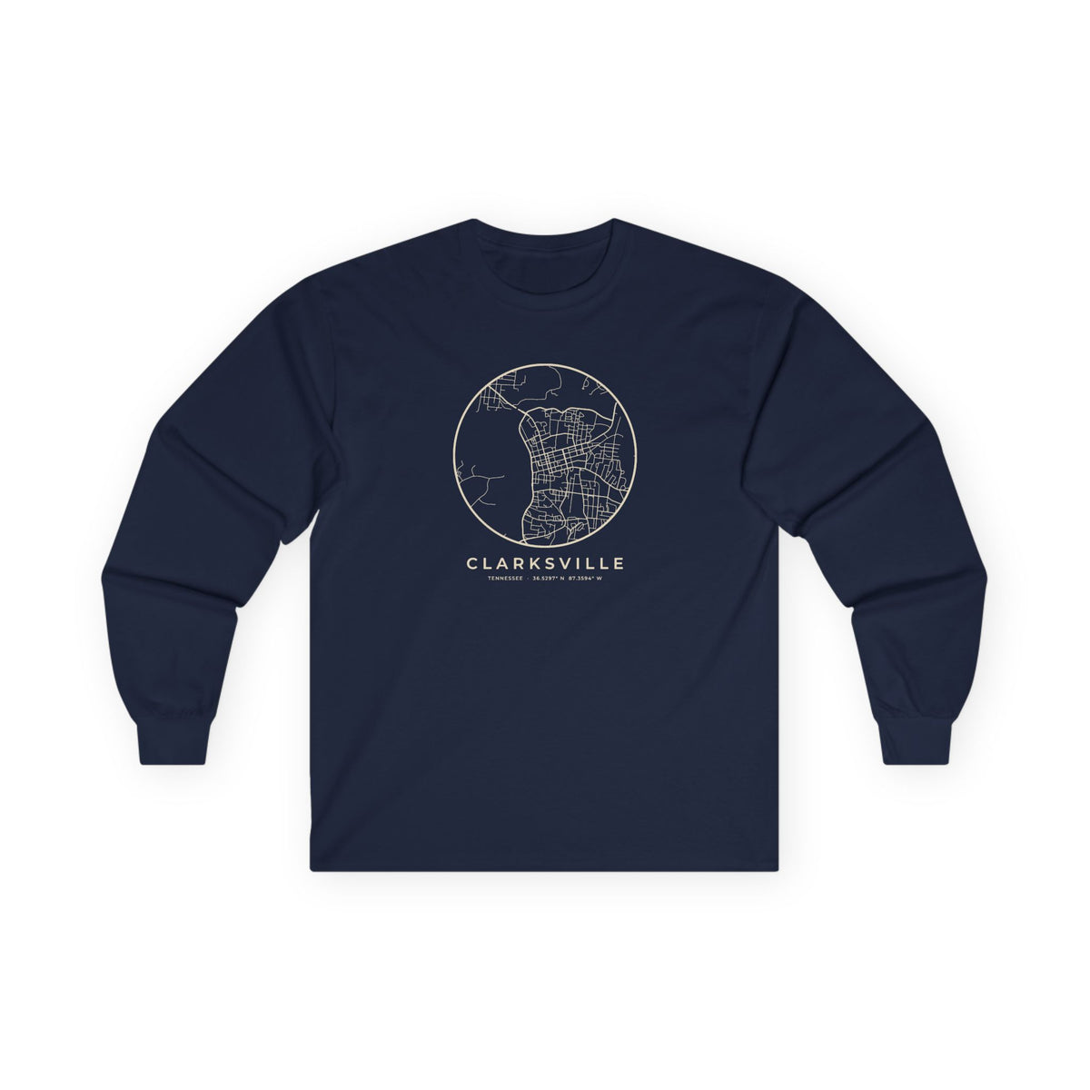 Clarksville Street Map Long Sleeve T-Shirt