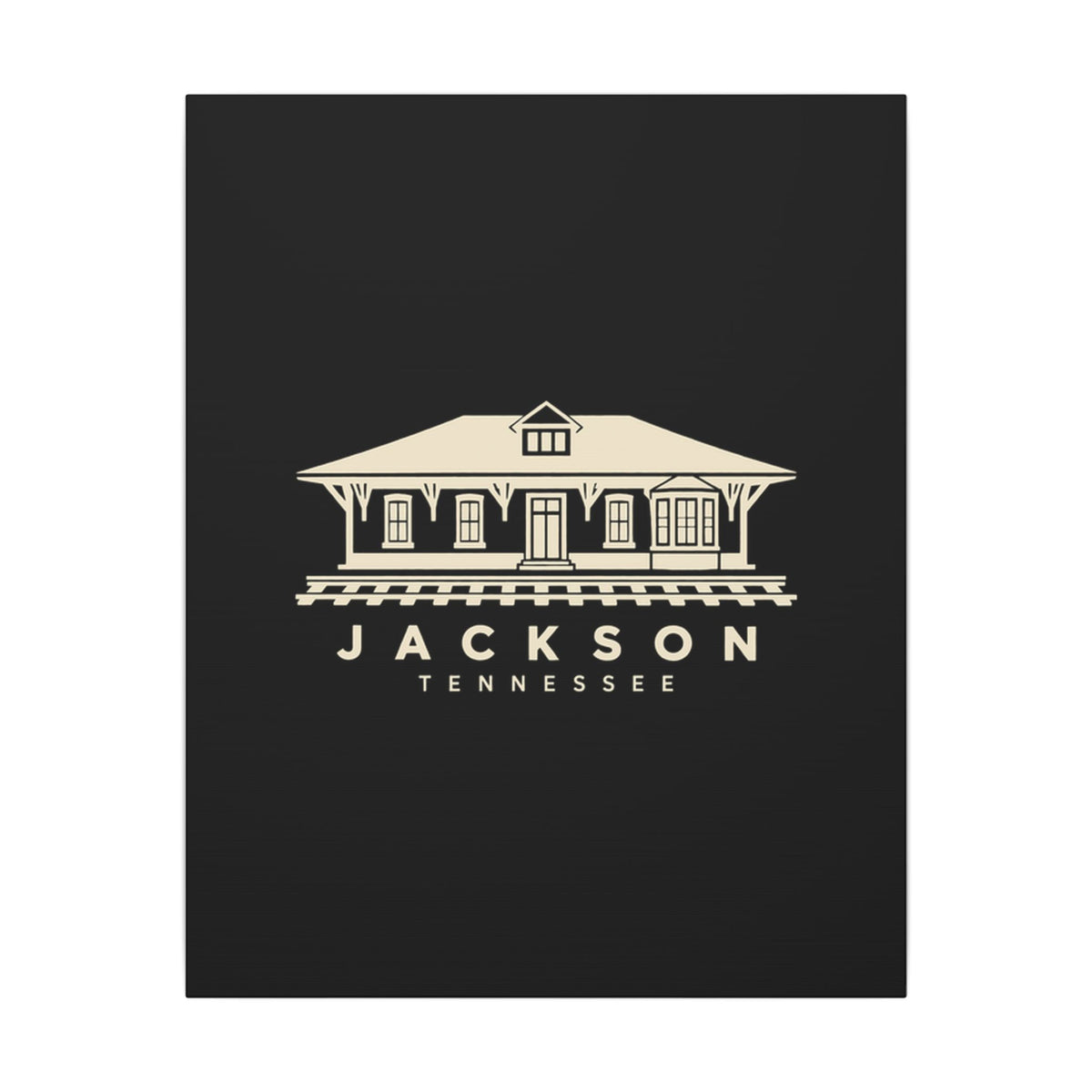 Jackson Train Depot Canvas Print (Black)