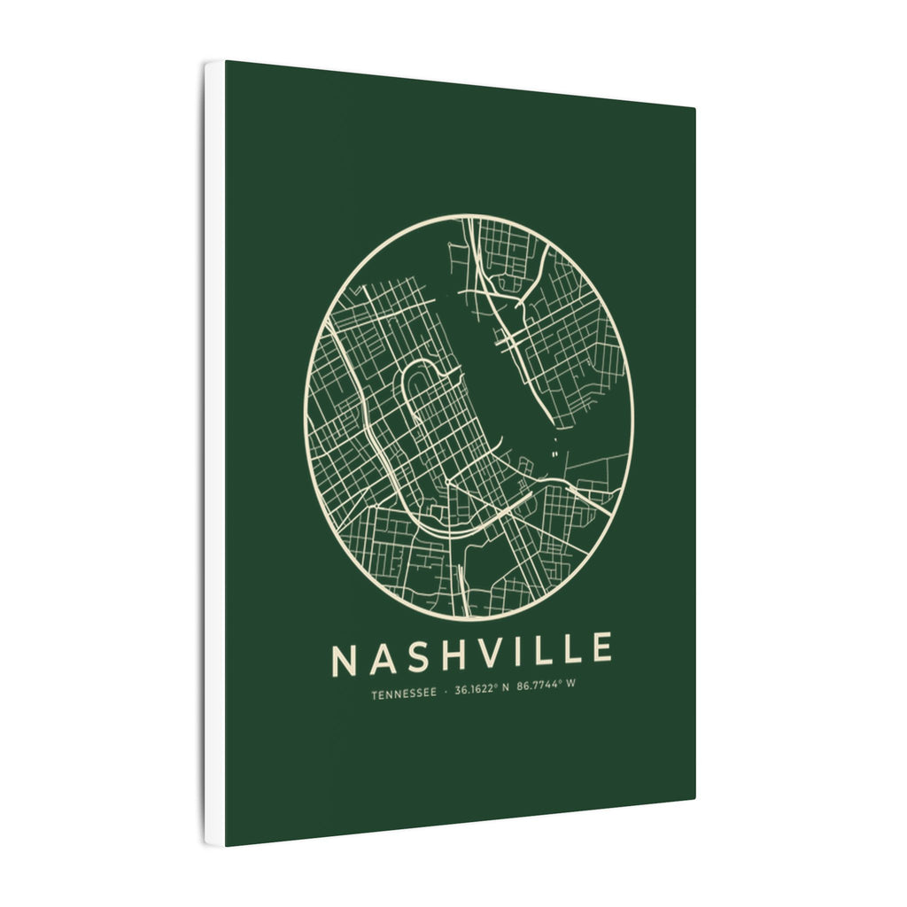Nashville Street Map Canvas Print (Forest Green)