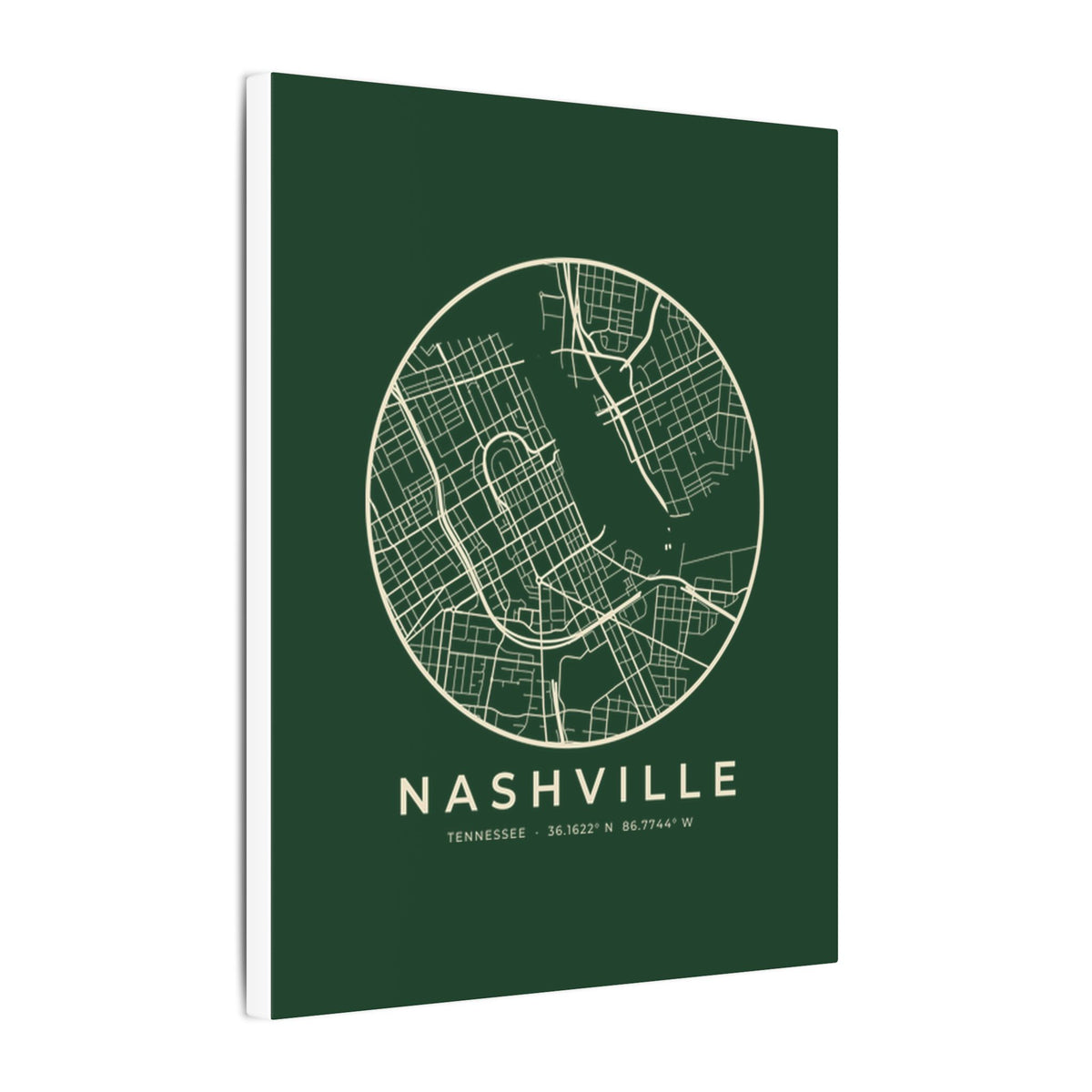 Nashville Street Map Canvas Print (Forest Green)