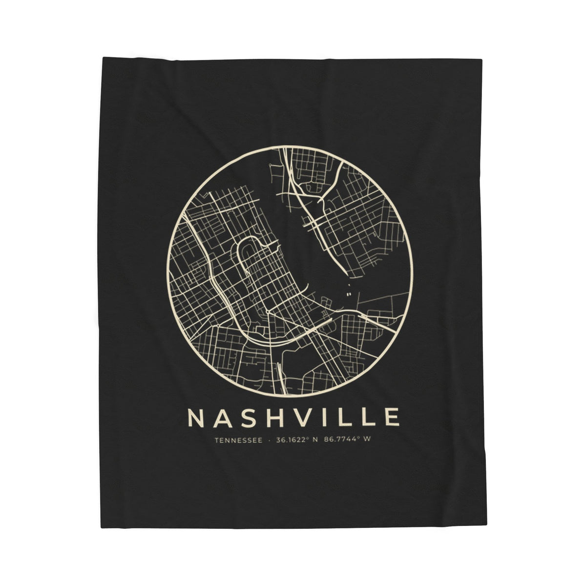 Nashville Street Map Blanket (Black)