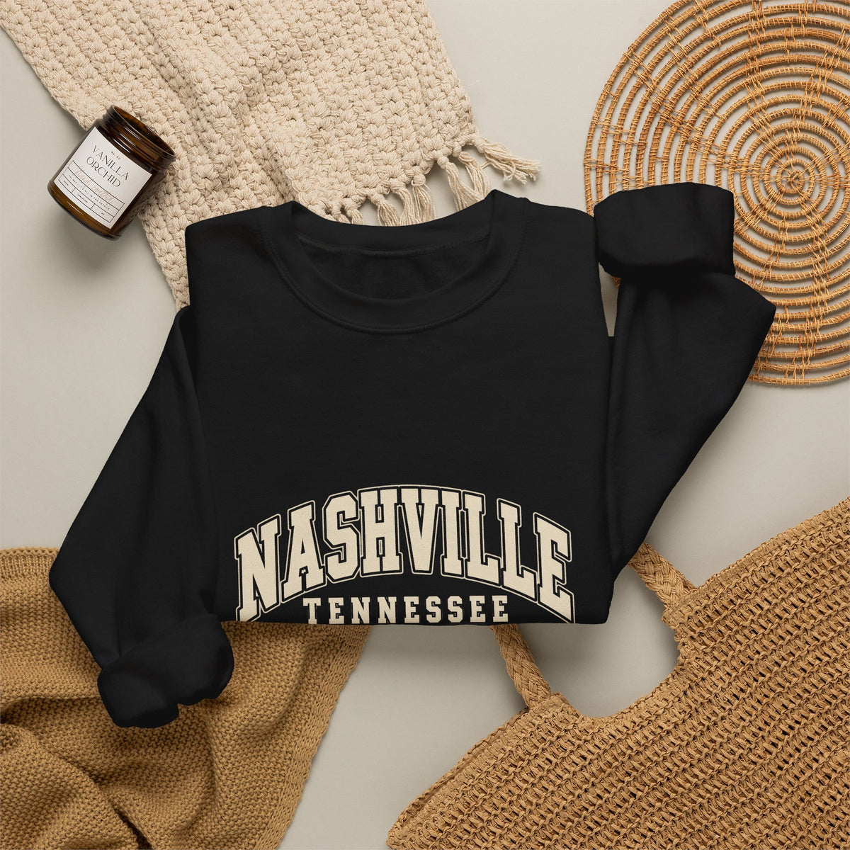 Nashville Vintage Varsity Crewneck Sweatshirt