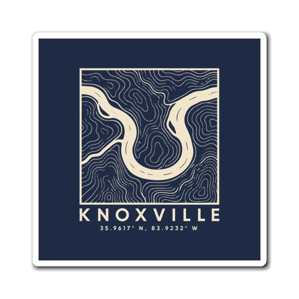 Knoxville Topo Map Magnet (Navy)