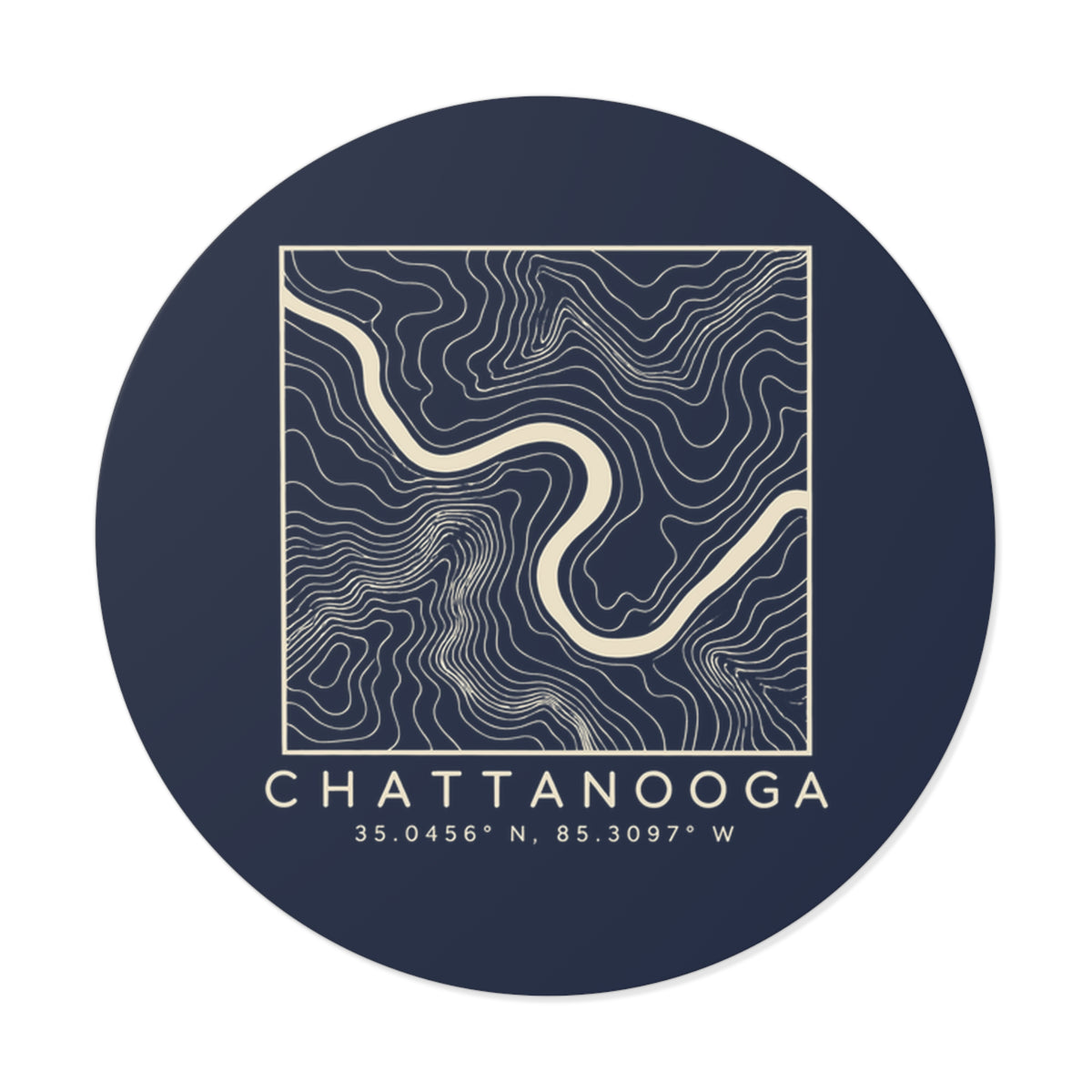Chattanooga Topo Map Sticker (Navy)