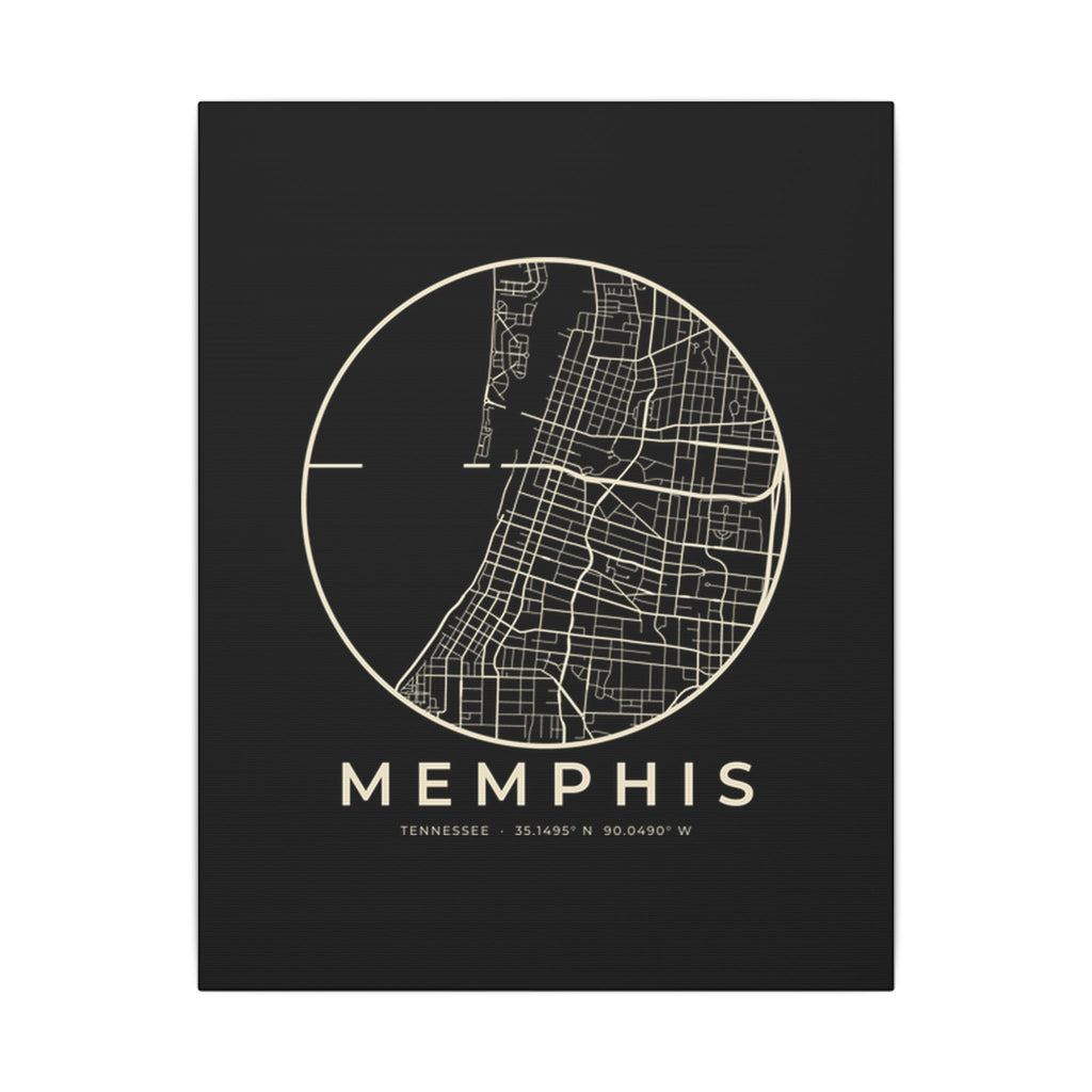 Memphis Street Map Canvas Print (Black)