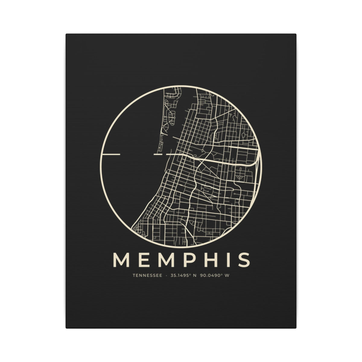 Memphis Street Map Canvas Print (Black)