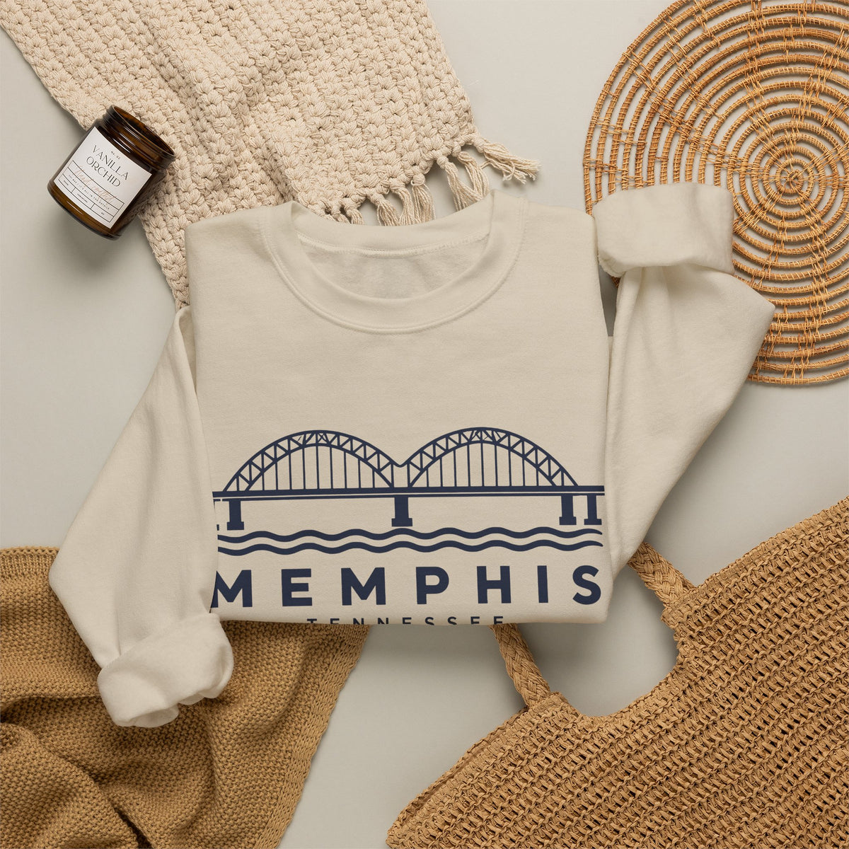 Memphis Hernando de Soto Bridge Crewneck Sweatshirt