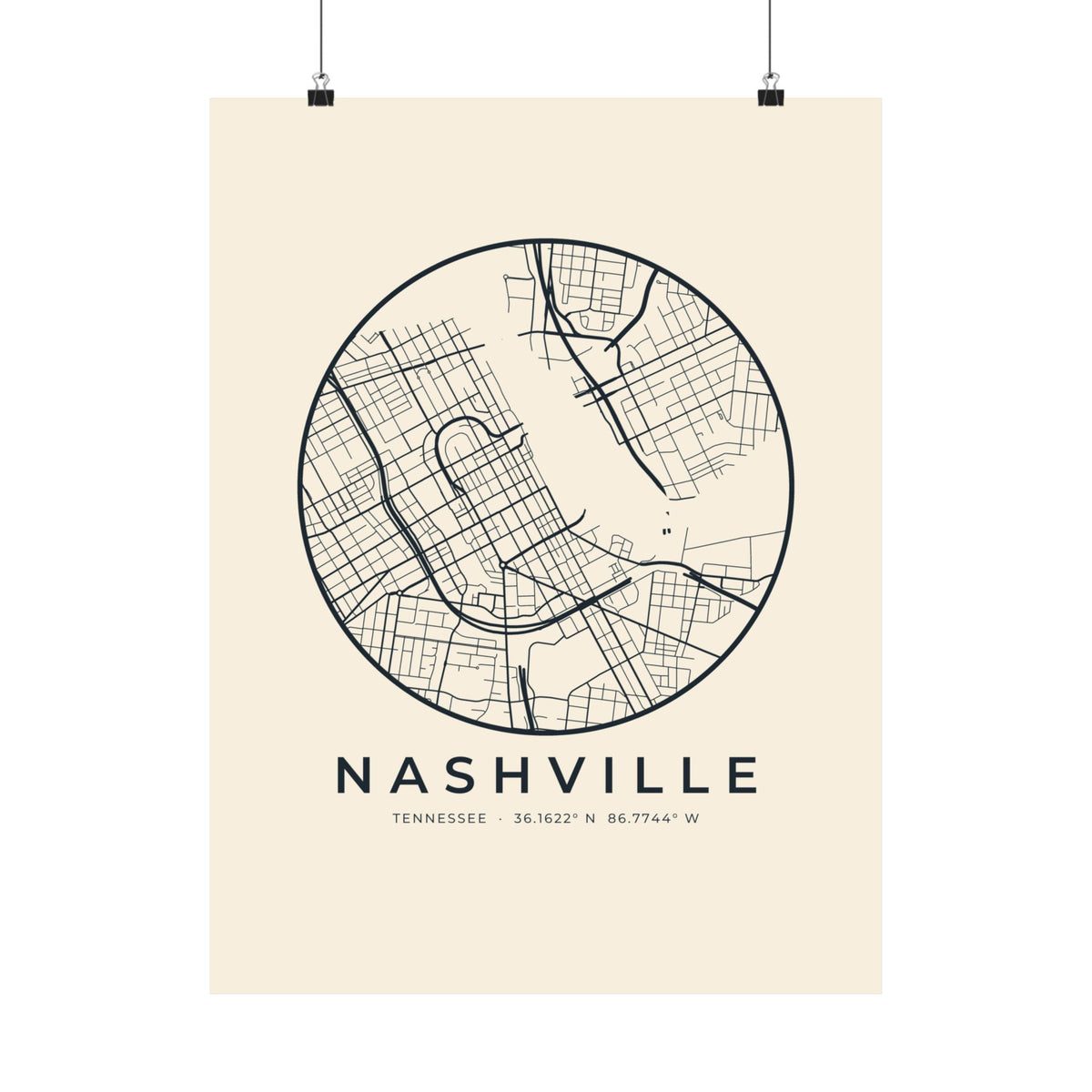 Nashville Street Map Poster