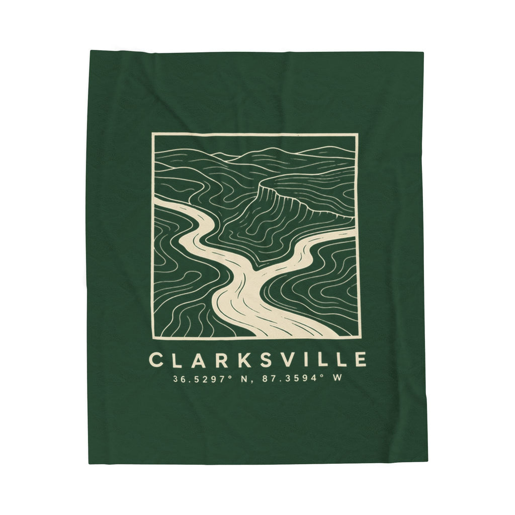 Clarksville Topo Map Blanket (Forest Green)
