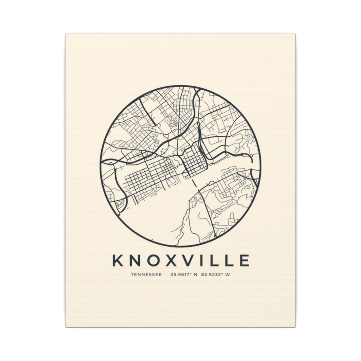 Knoxville Street Map Canvas Print