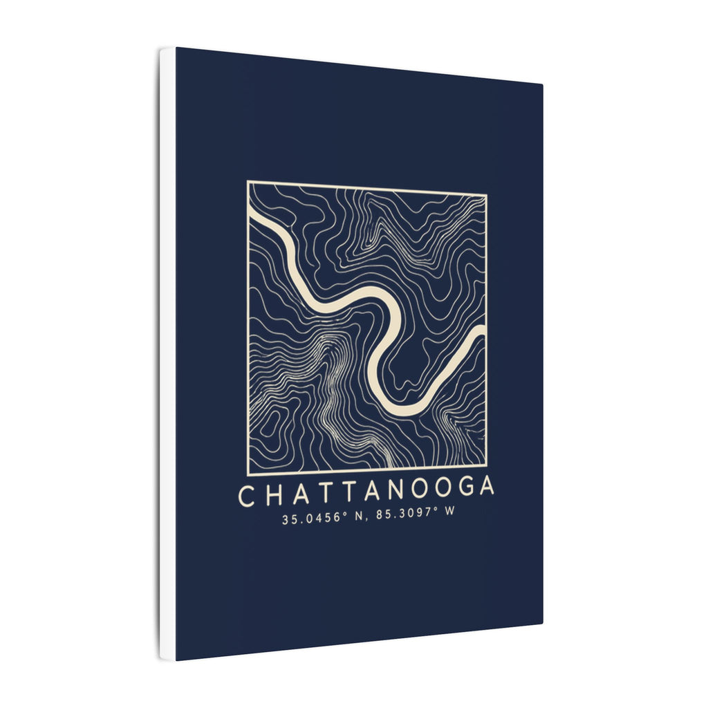 Chattanooga Topo Map Canvas Print (Navy)