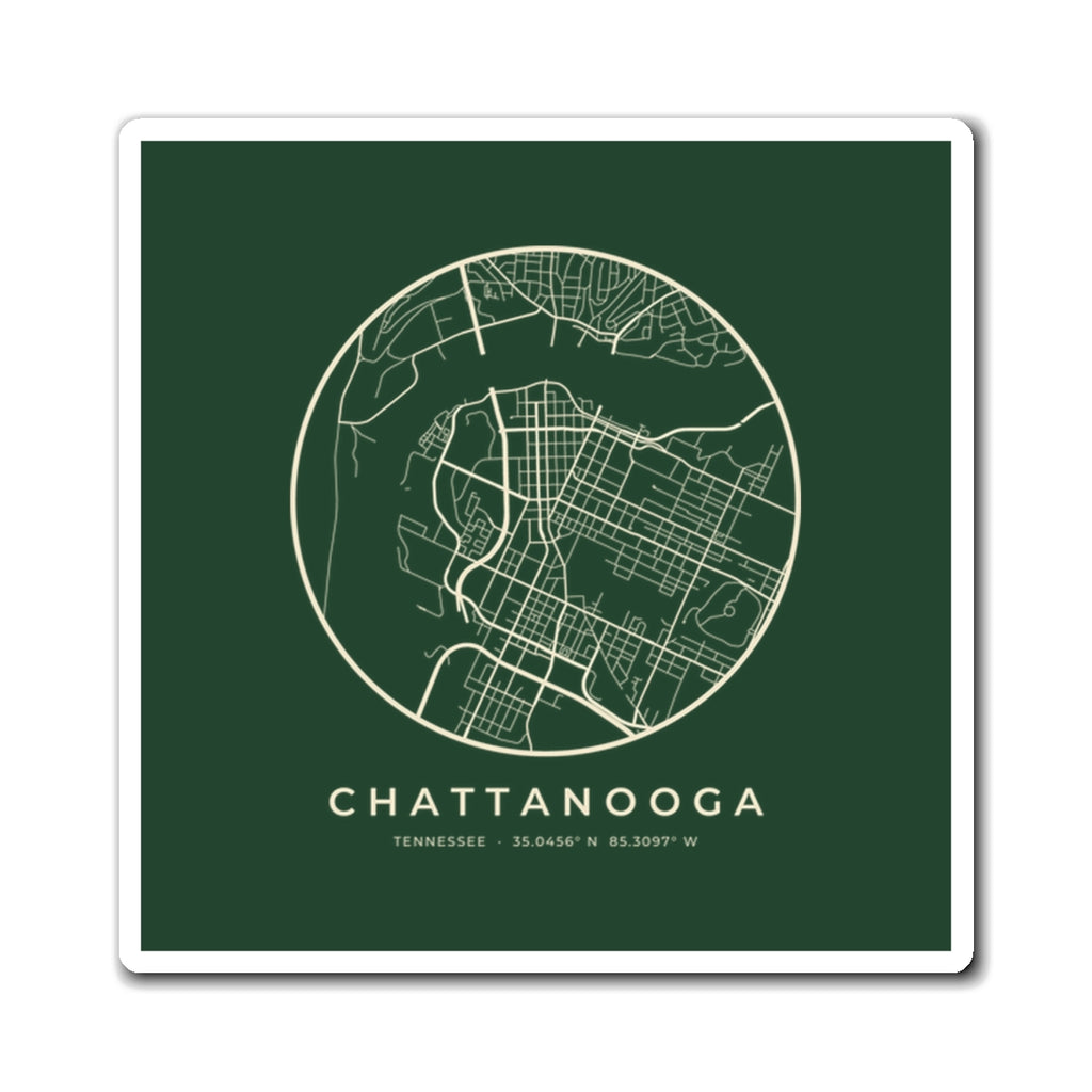 Chattanooga Street Map Magnet (Forest Green)