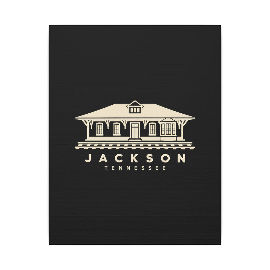 Jackson Train Depot Canvas Print (Black)