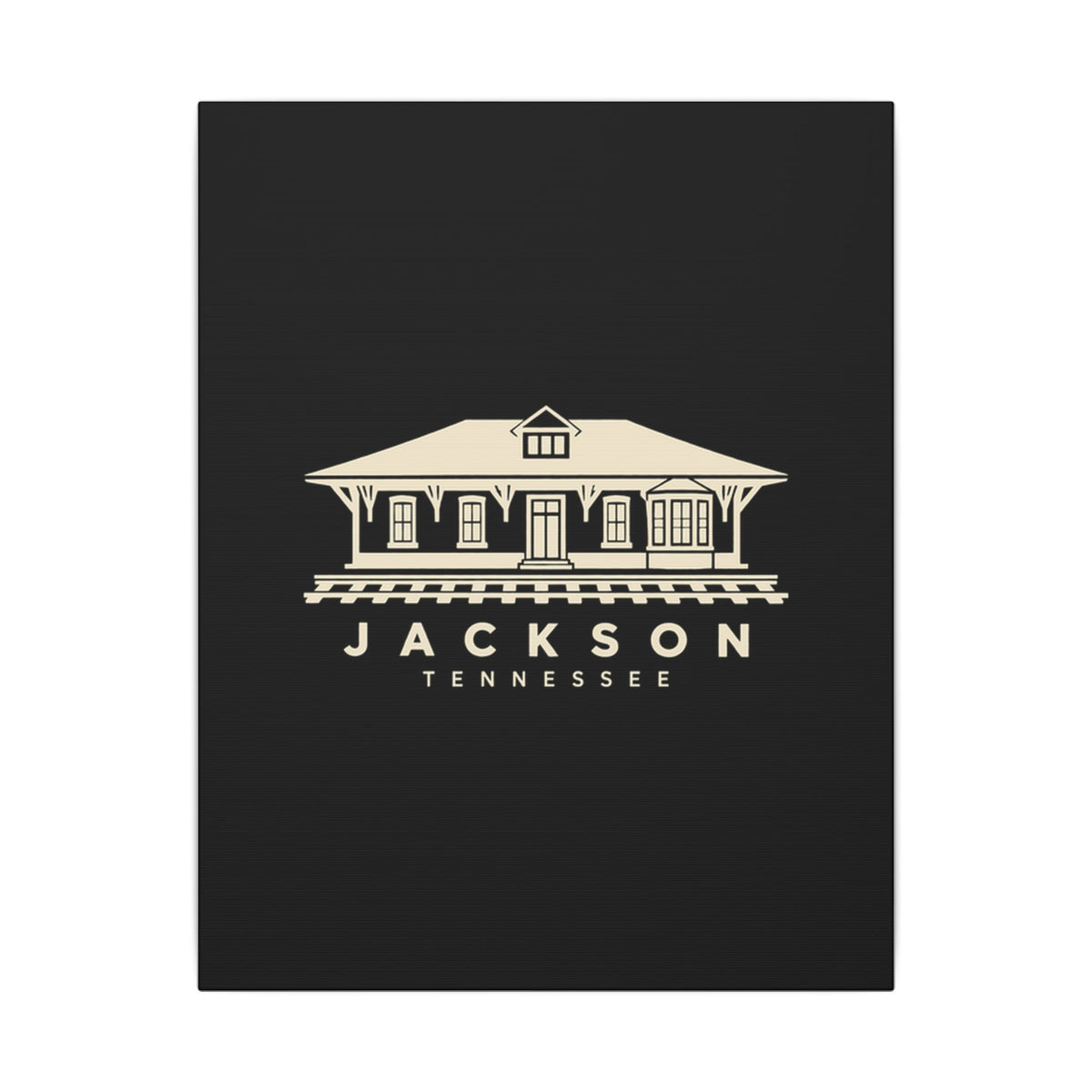 Jackson Train Depot Canvas Print (Black)