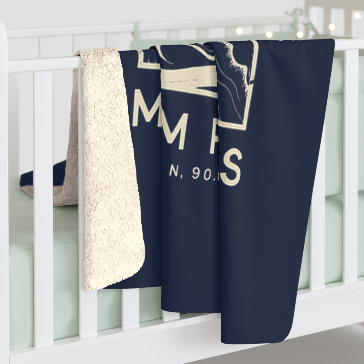 Memphis Topo Map Sherpa Blanket (Navy)