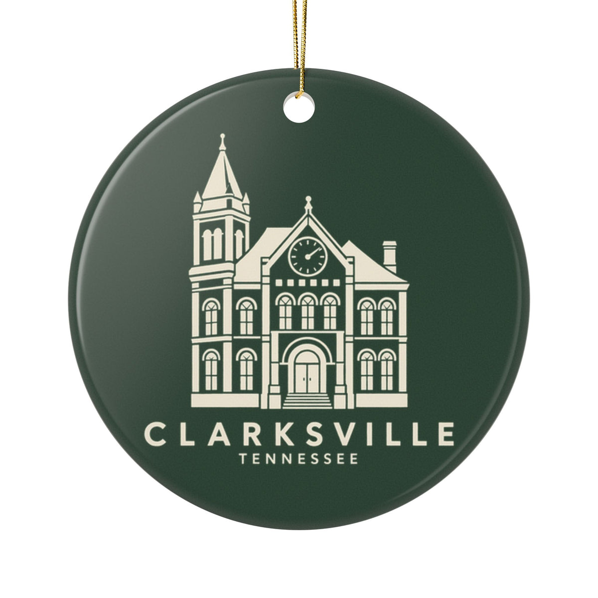 Clarksville Customs House Ornament (Forest Green)