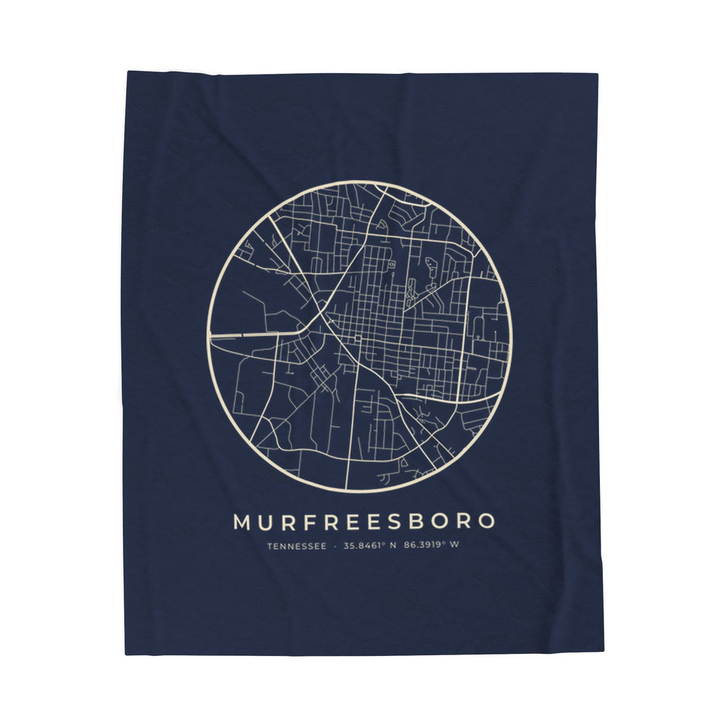 Murfreesboro Street Map Blanket (Navy)